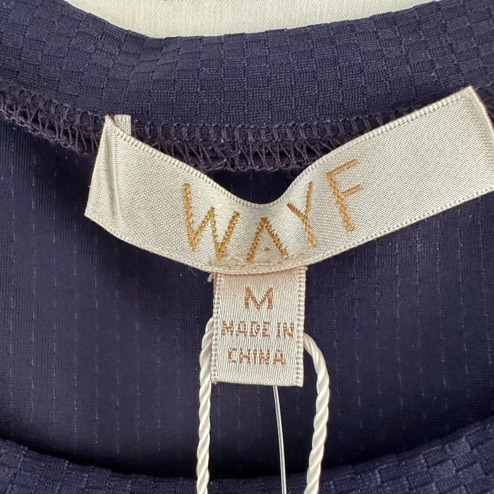 NWT - WAYF Jersey Cutout Knit Dress - Size Medium - Navy - Picture 5 of 13